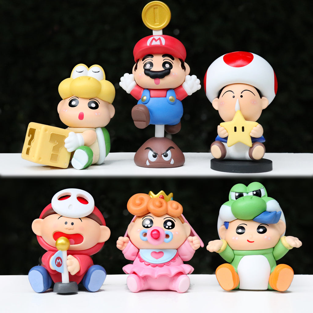 Crayon Shin-chan Cos Super Mario Cute Ornaments 6pcs