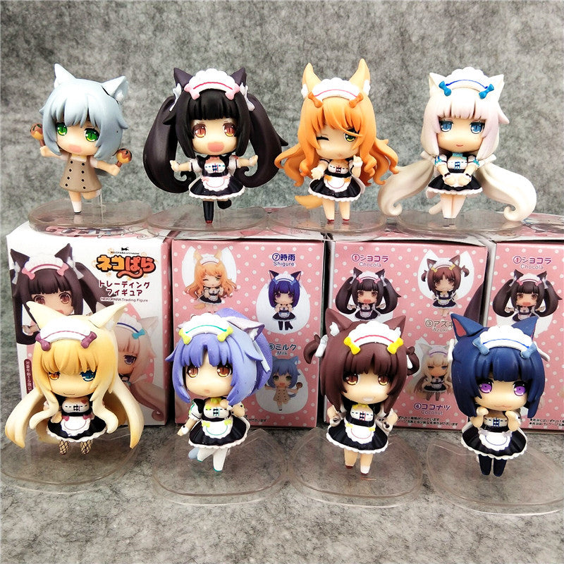 Anime Cat Maid Cute Figures 8pcs