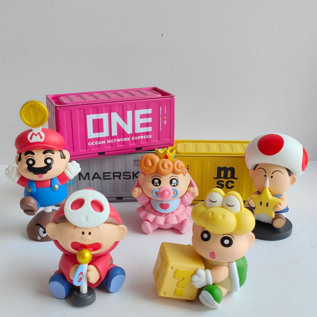 Crayon Shin-chan Cos Super Mario Cute Ornaments 6pcs