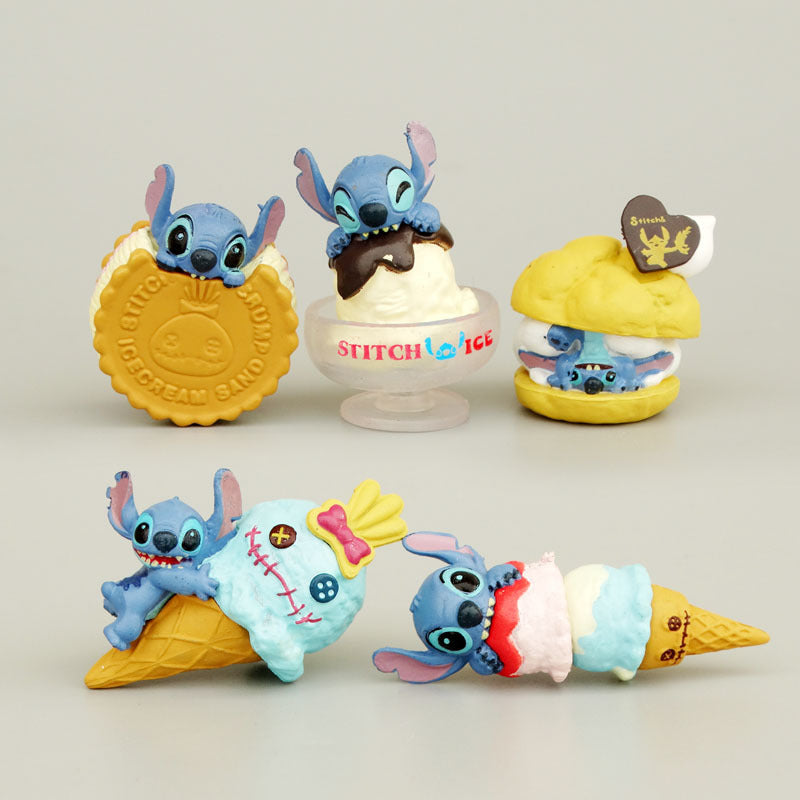 🔥Lilo & Stitch Ice Cream Cute Figures 5pcs (Free Stitch Refrigerator S –  Linoos
