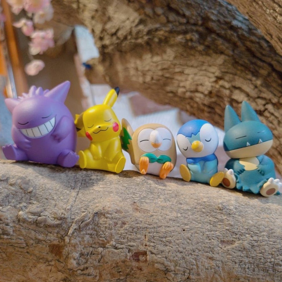 Pokemon Sitting Sleeping Cute Figures 5pcs