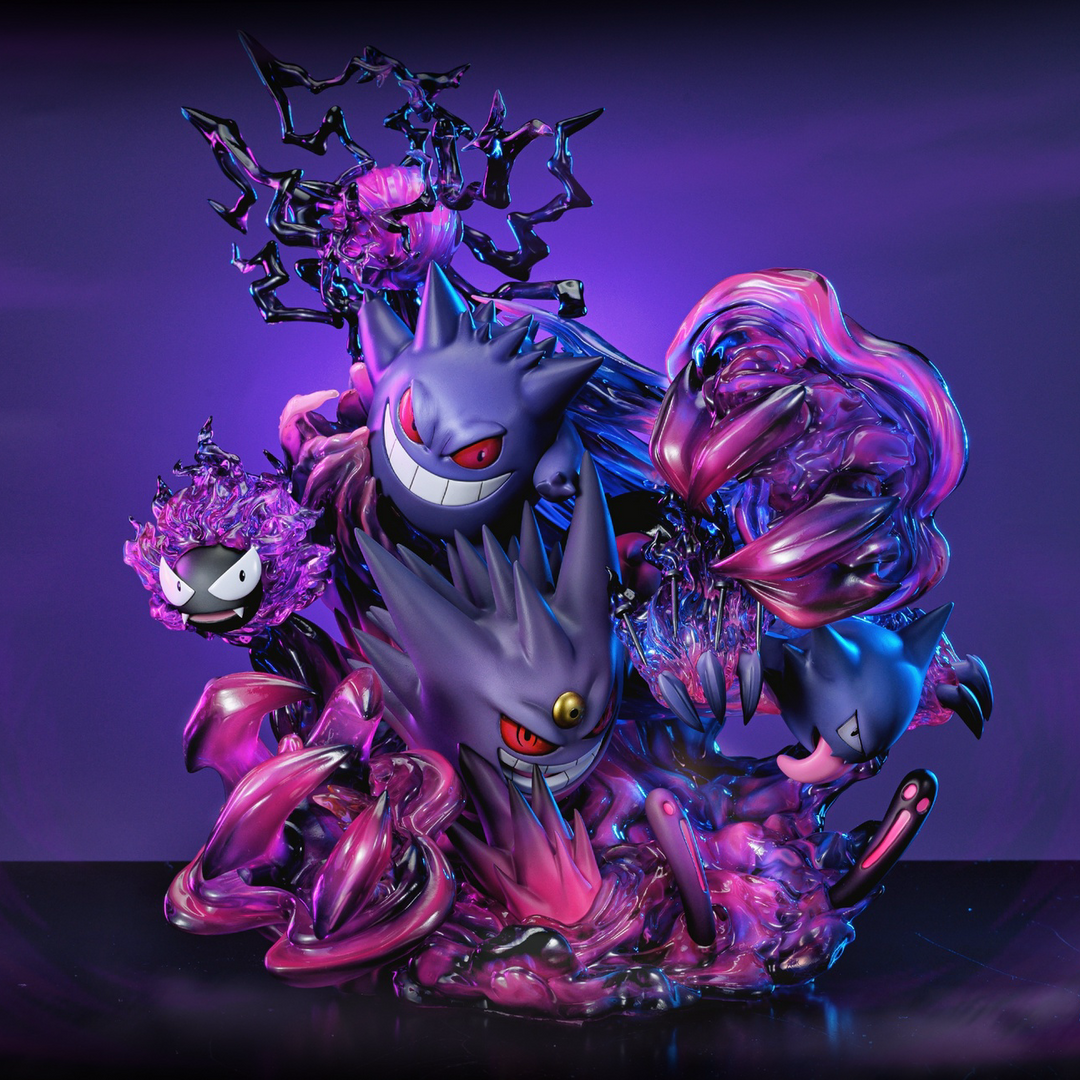 Pokemon Mega Gengar Evolution Group Statue