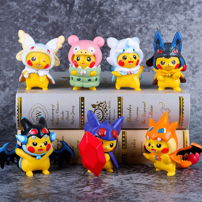 Pokemon Pikachu Cos Super Cute Ornaments 7pcs