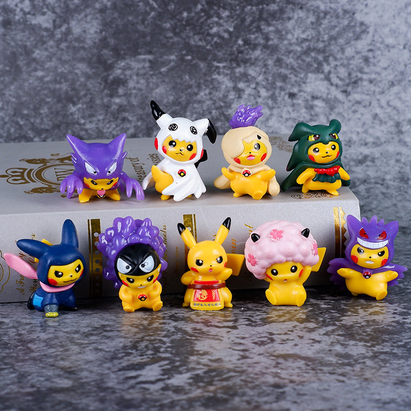 Pokemon Pikachu Cos Super Cute Ornaments 9pcs