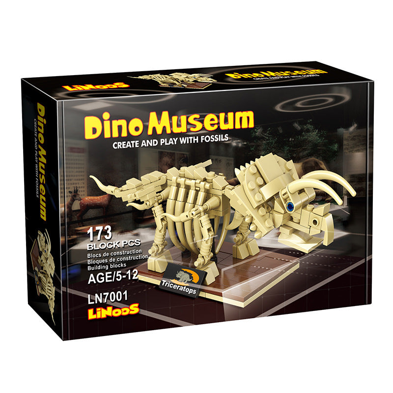 Linoos Jurassic Dinosaur Museum Triceratops Fossil Building Blocks LN7001
