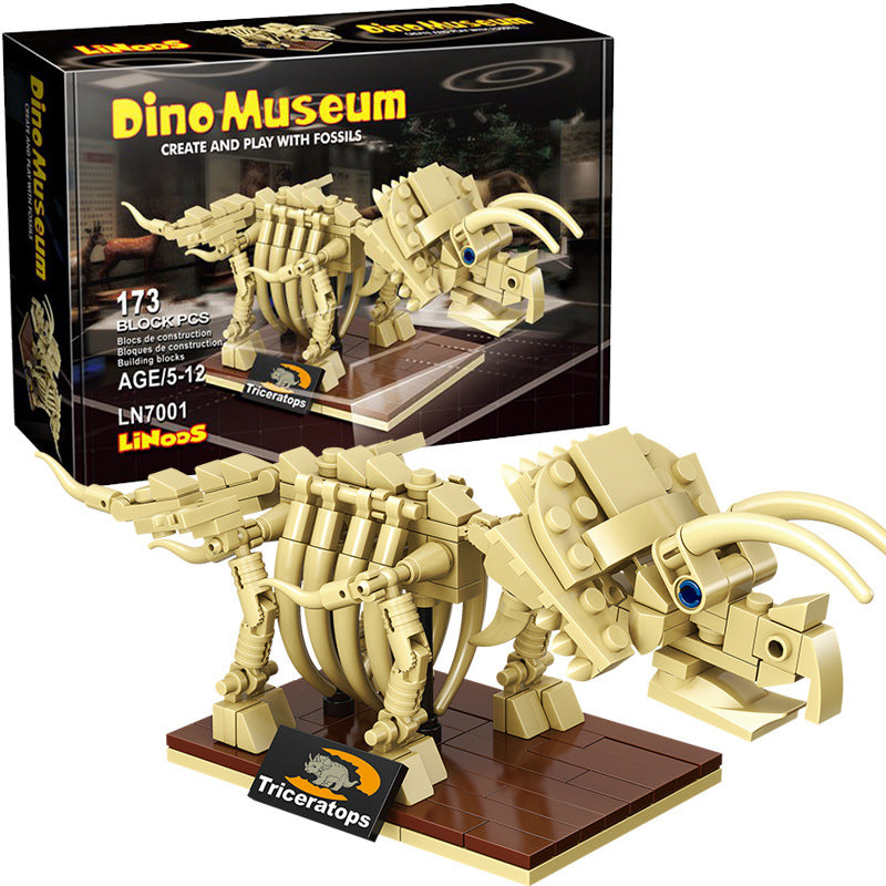 Linoos Jurassic Dinosaur Museum Triceratops Fossil Building Blocks LN7001