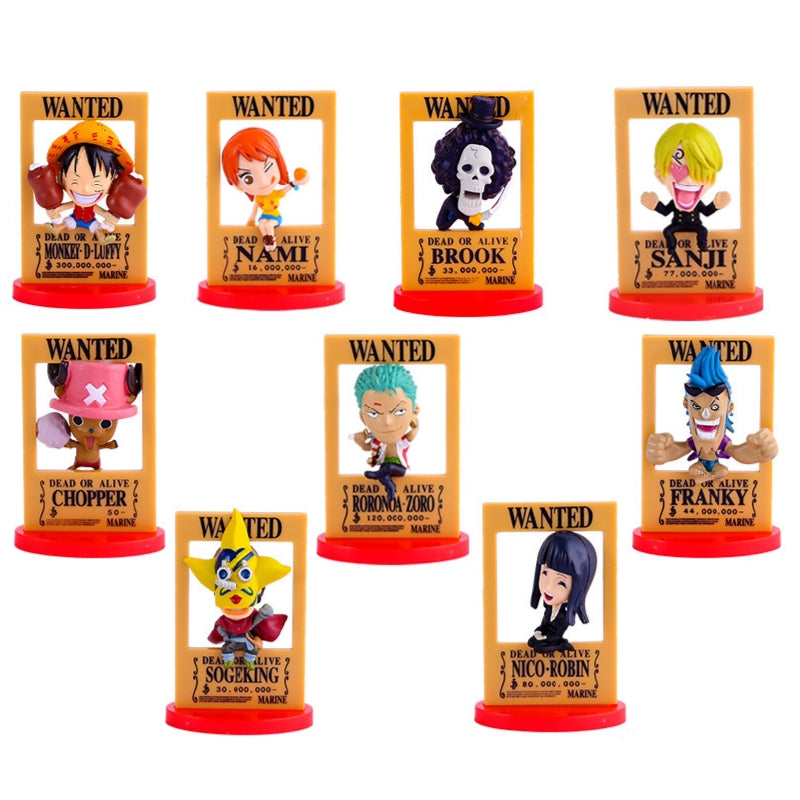 ONE PIECE Cute Version Of The Wanted Notice Figure 9pcs